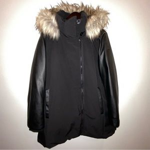 DKNY Faux Fur Trim Coat - Size XXL